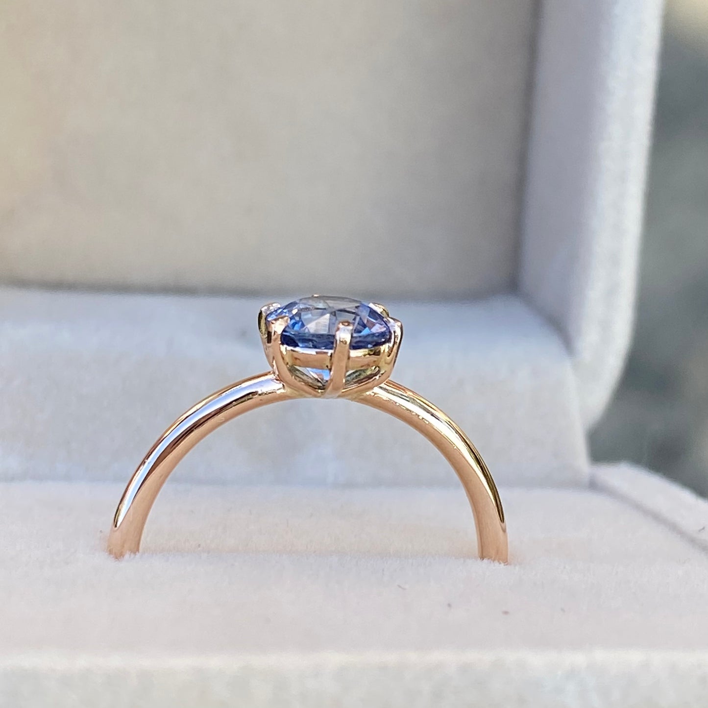 Light Blue Sapphire solitaire ring 14K gold, Pastel sapphire Engagement ring