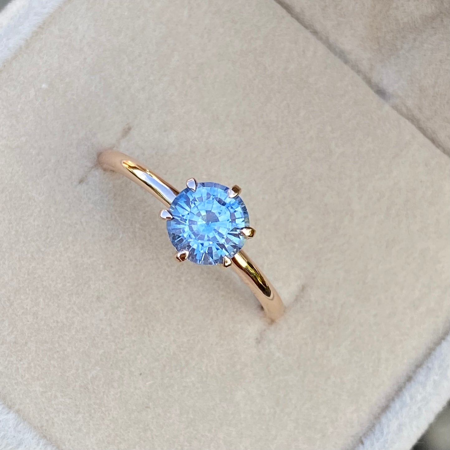 Light Blue Sapphire solitaire ring 14K gold, Pastel sapphire Engagement ring