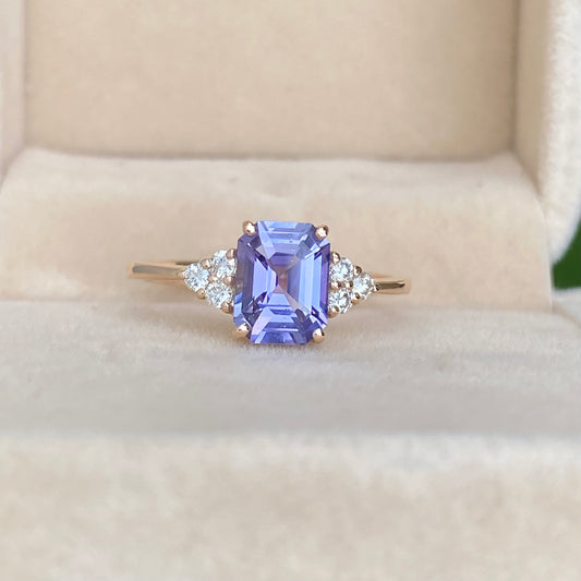 Lavender sapphire Engagement Ring, Lilac Sapphire Ring, Light Purple Sapphire Diamond ring