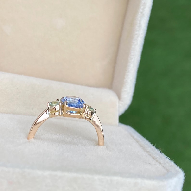 Light Blue Sapphire Engagement Ring 14K Rose Gold