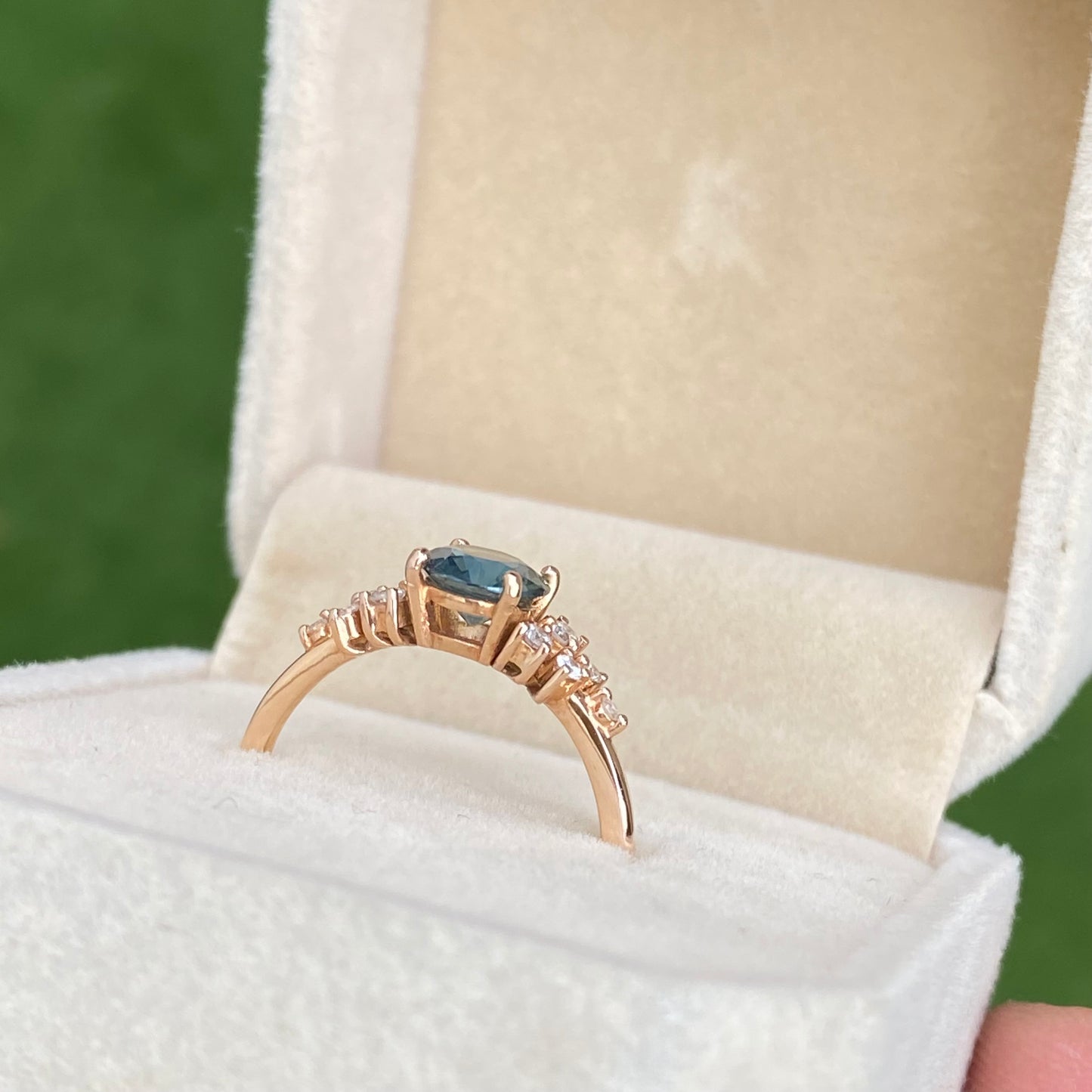 Pastel Blue Sapphire Engagement Ring, Round Blue Sapphire Ring 14K Rose Gold