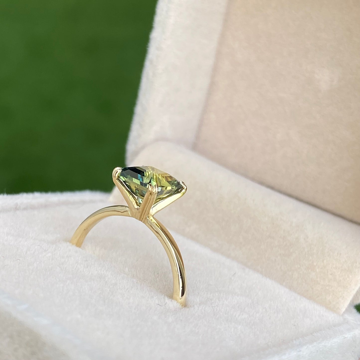 Parti Sapphire Engagement Ring 14K Rose Gold / Teal Sapphire Engagement Ring