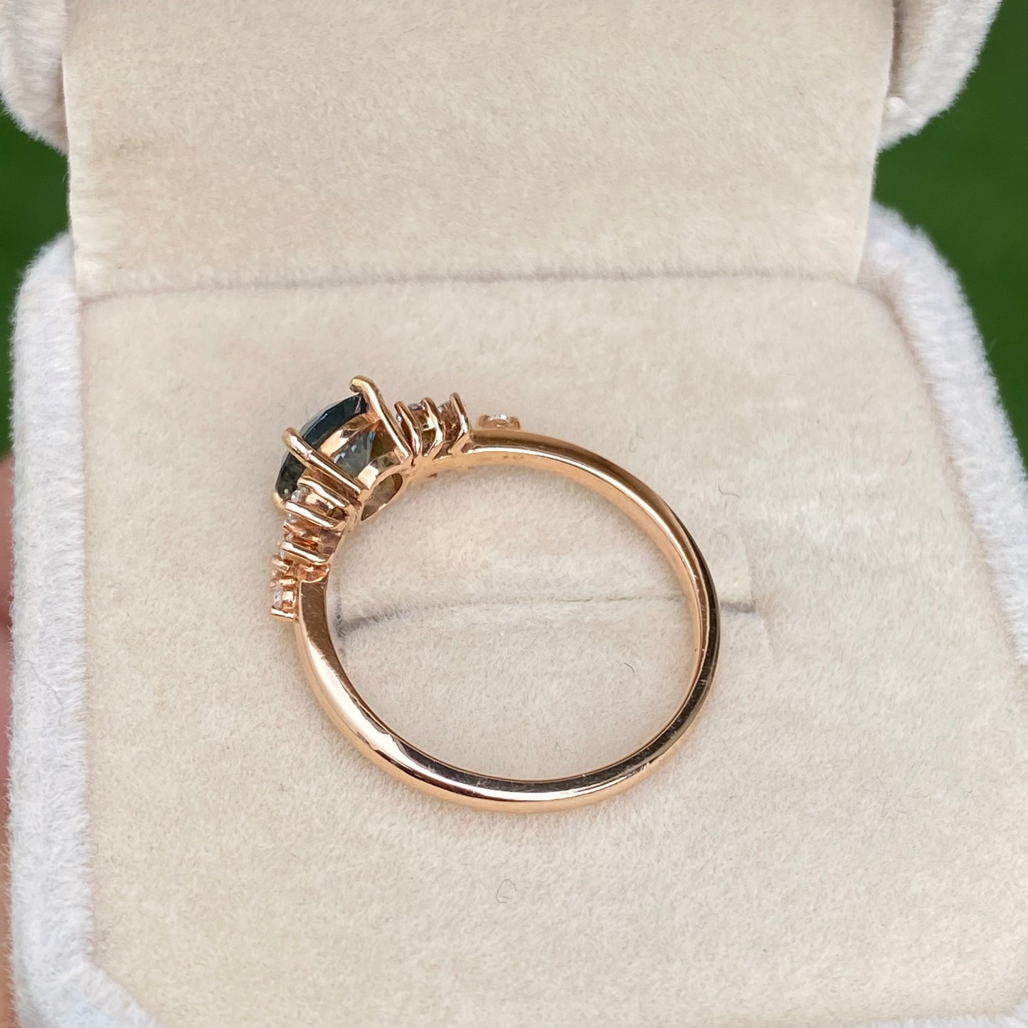 Pastel Blue Sapphire Engagement Ring, Round Blue Sapphire Ring 14K Rose Gold