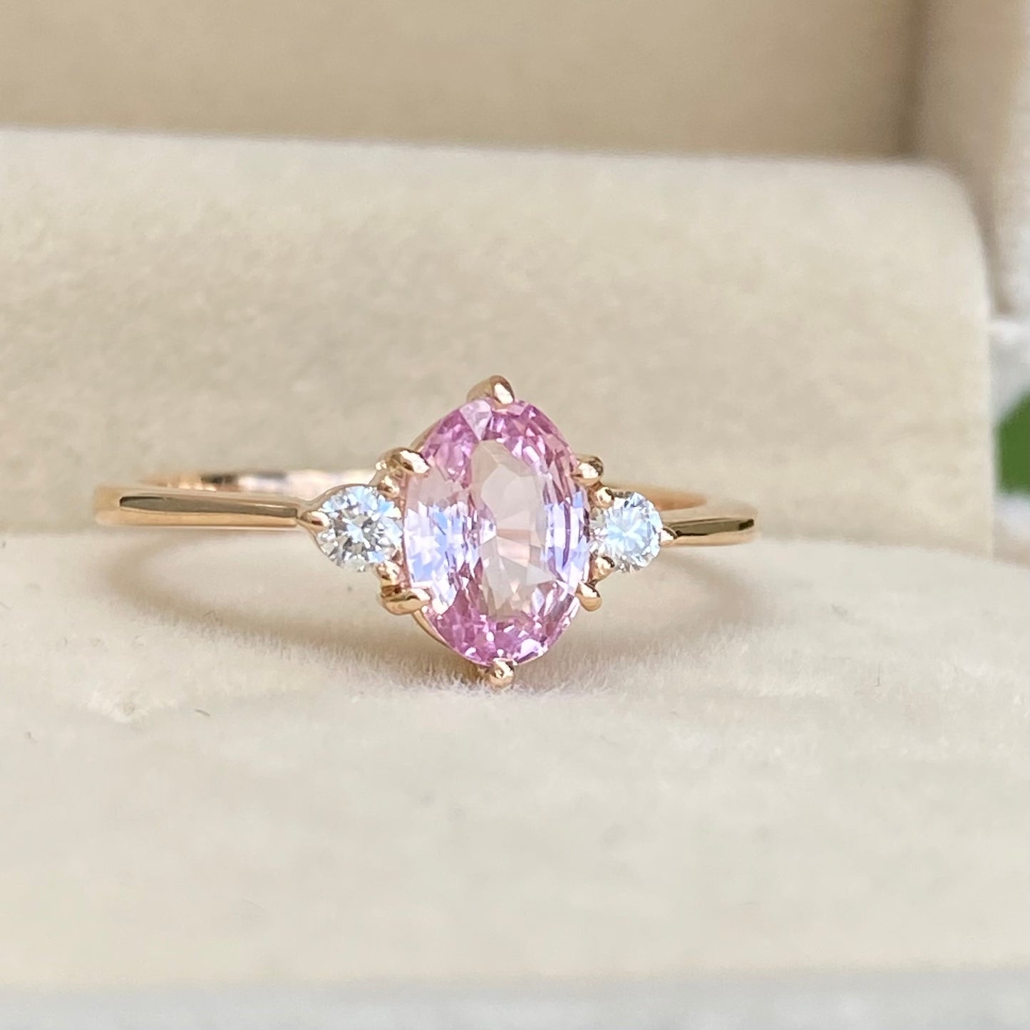 Light Pink Sapphire Diamond Engagement Ring 14K Rose Gold