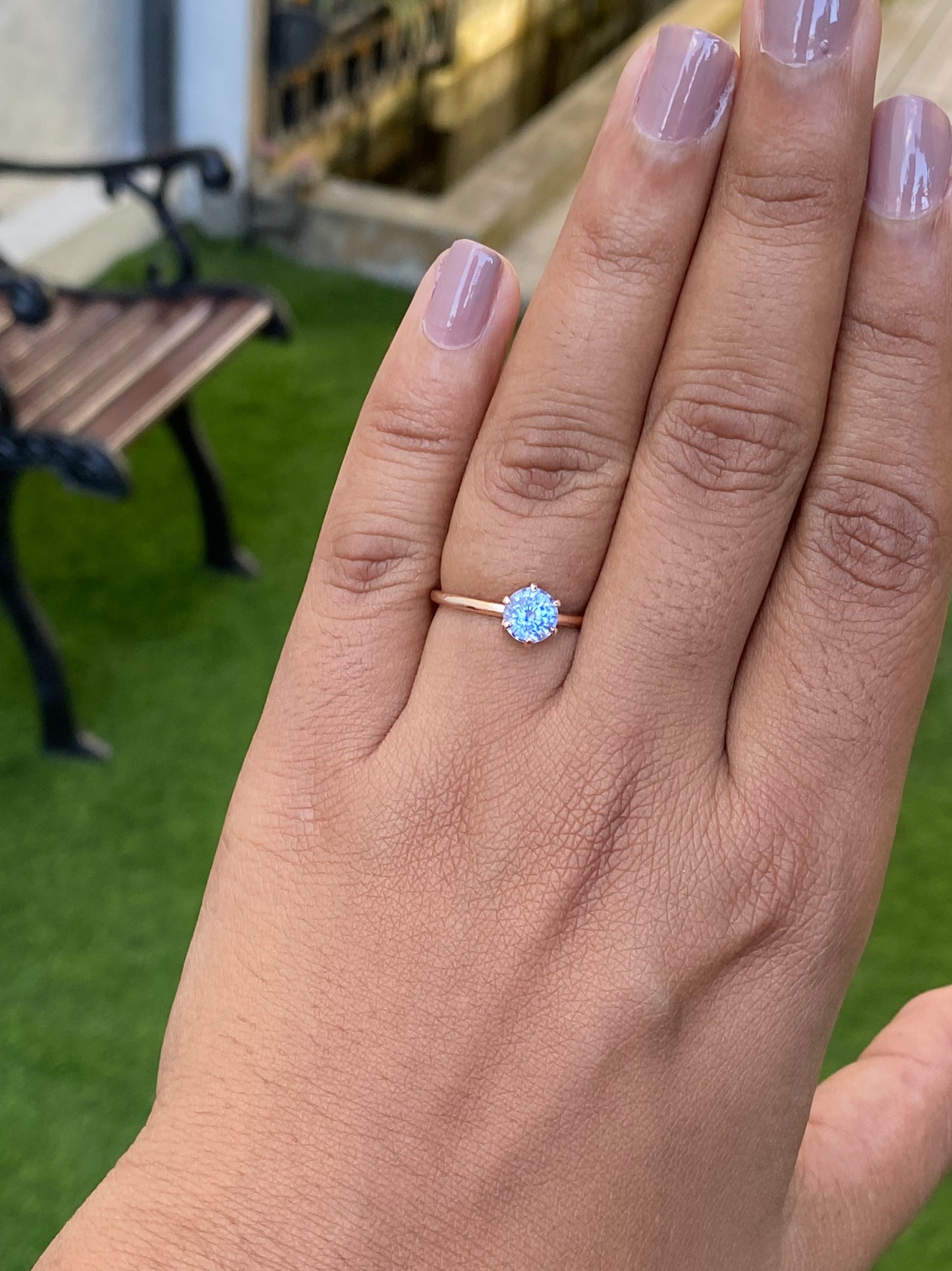 Light Blue Sapphire solitaire ring 14K gold, Pastel sapphire Engagement ring