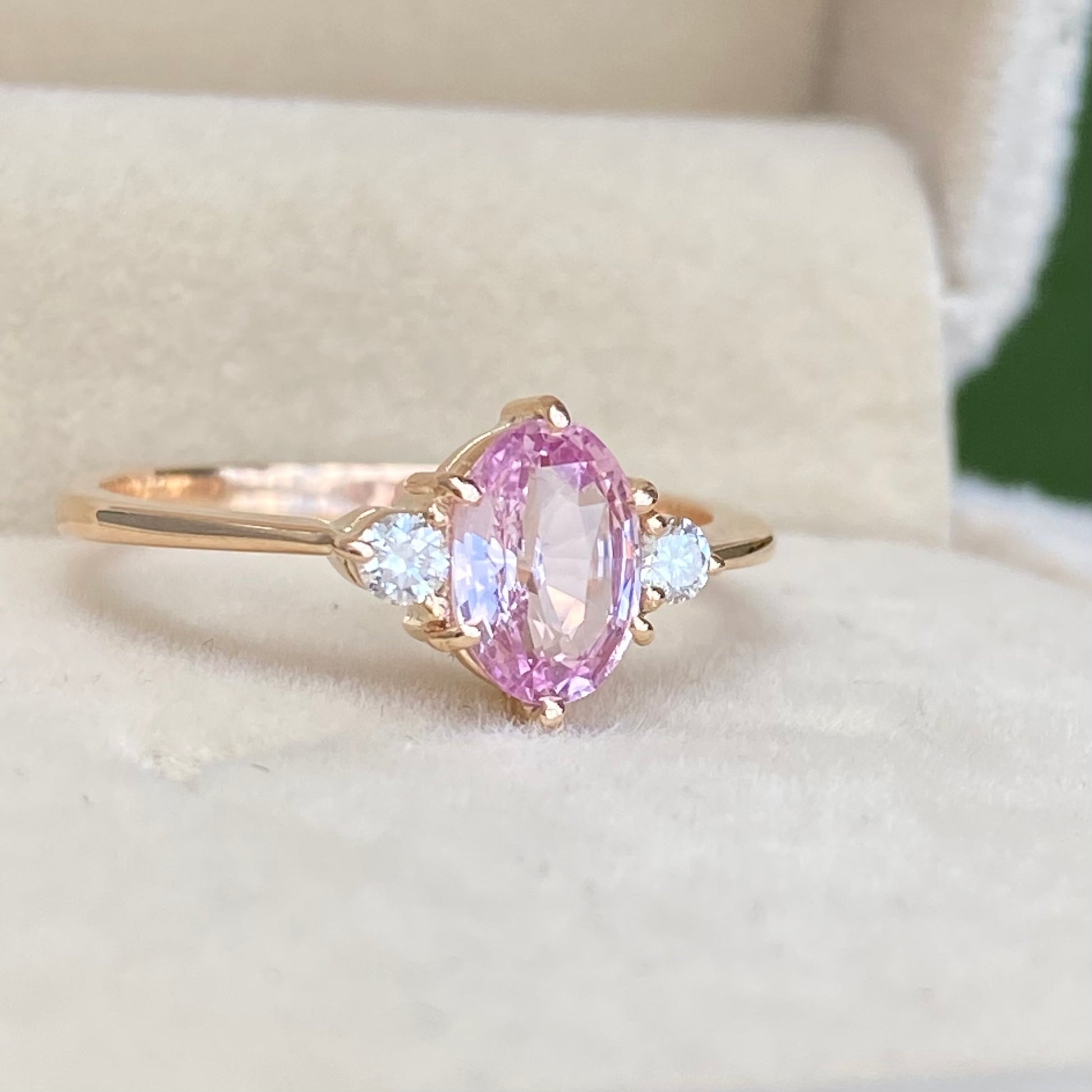 Unique Light Pink Sapphire Diamond Engagement Ring