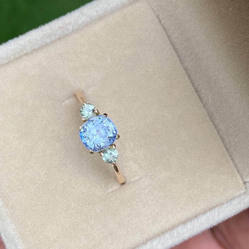 Light Green Sapphire Engagement Ring