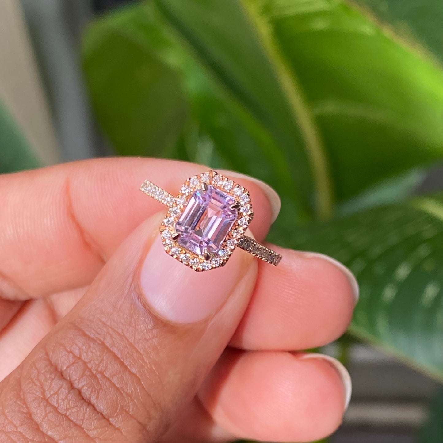 Light Lavender Sapphire Ring, Engagement Ring ,Light Purple Sapphire, Champagne Sapphire ring