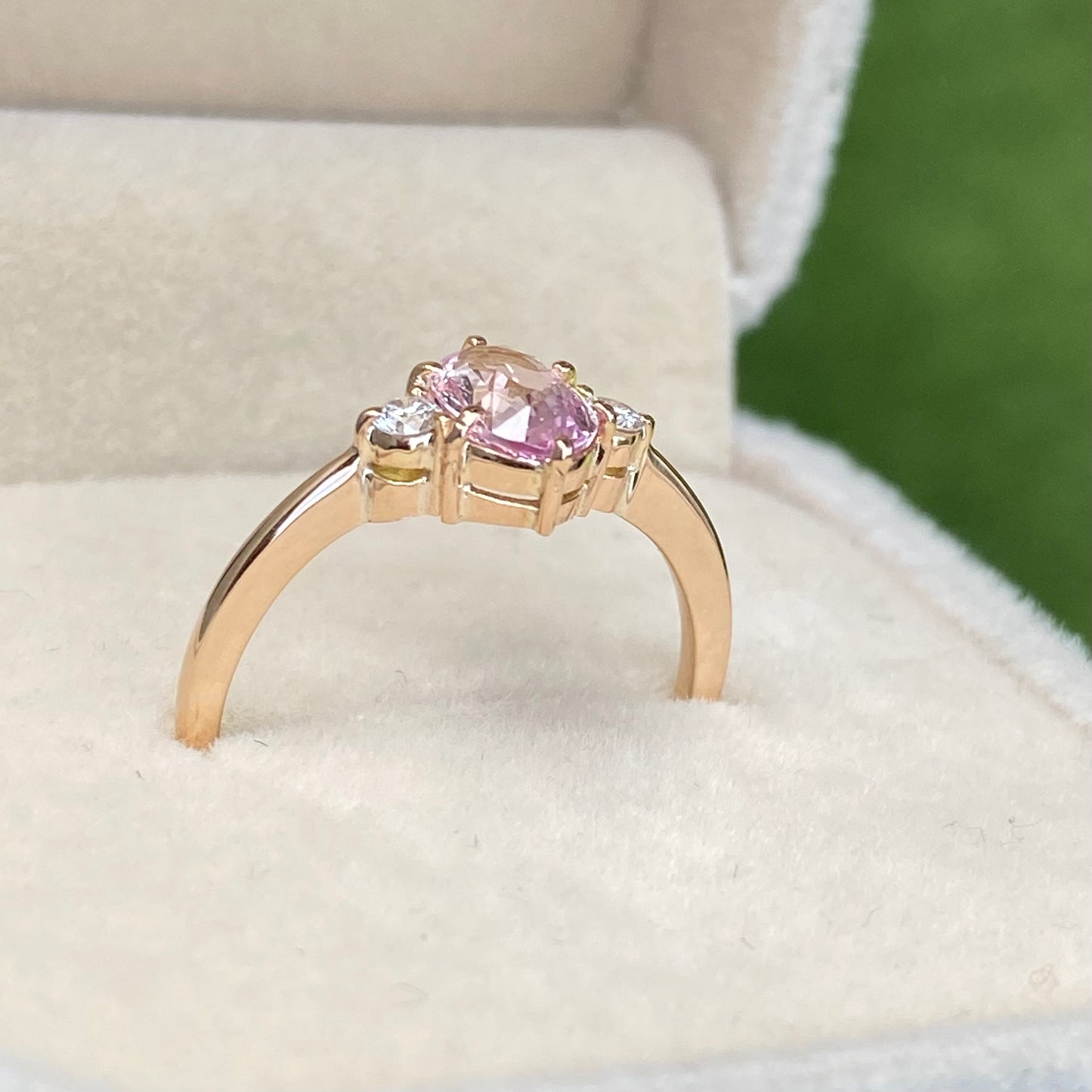 Light Pink Sapphire Diamond Engagement Ring 14K Rose Gold