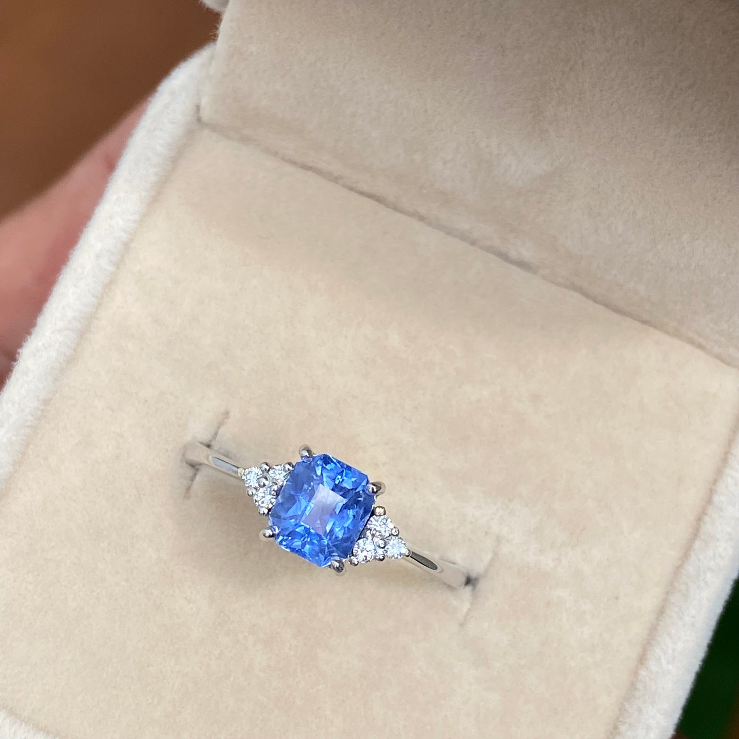 Ceylon Blue Sapphire Engagement Ring /  Cornflower Blue Sapphire Ring