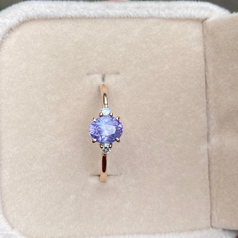 Light Lavender Sapphire Diamond Engagement Ring 14K Rose Gold