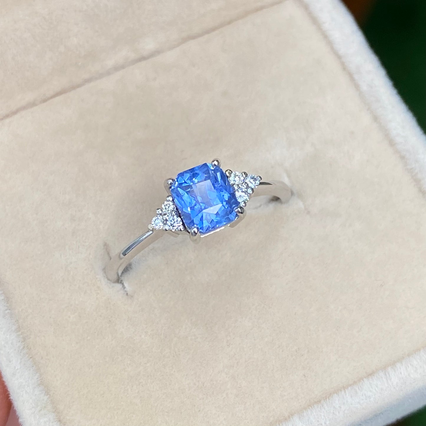 Ceylon Blue Sapphire Engagement Ring /  Cornflower Blue Sapphire Ring