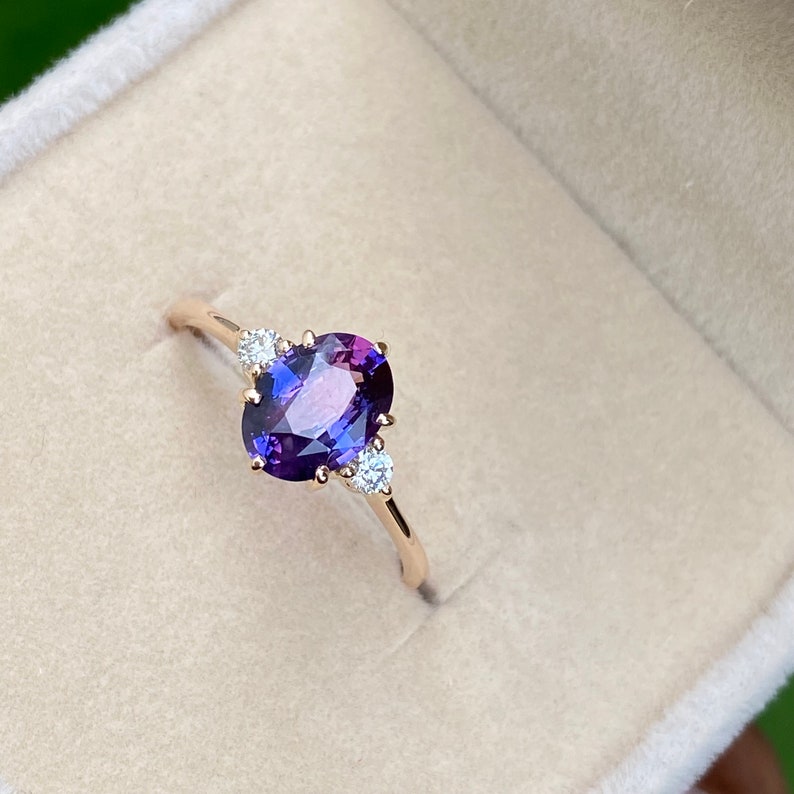 Lavender Sapphire Diamond Engagement Ring 14K Rose Gold