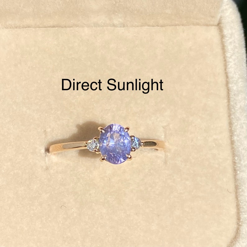 Light Lavender Sapphire Diamond Engagement Ring 14K Rose Gold