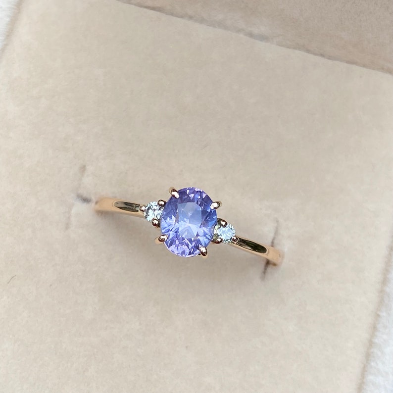 Light Lavender Sapphire Diamond Engagement Ring 14K Rose Gold