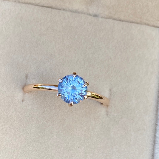 Light Blue Sapphire solitaire ring 14K gold, Pastel sapphire Engagement ring