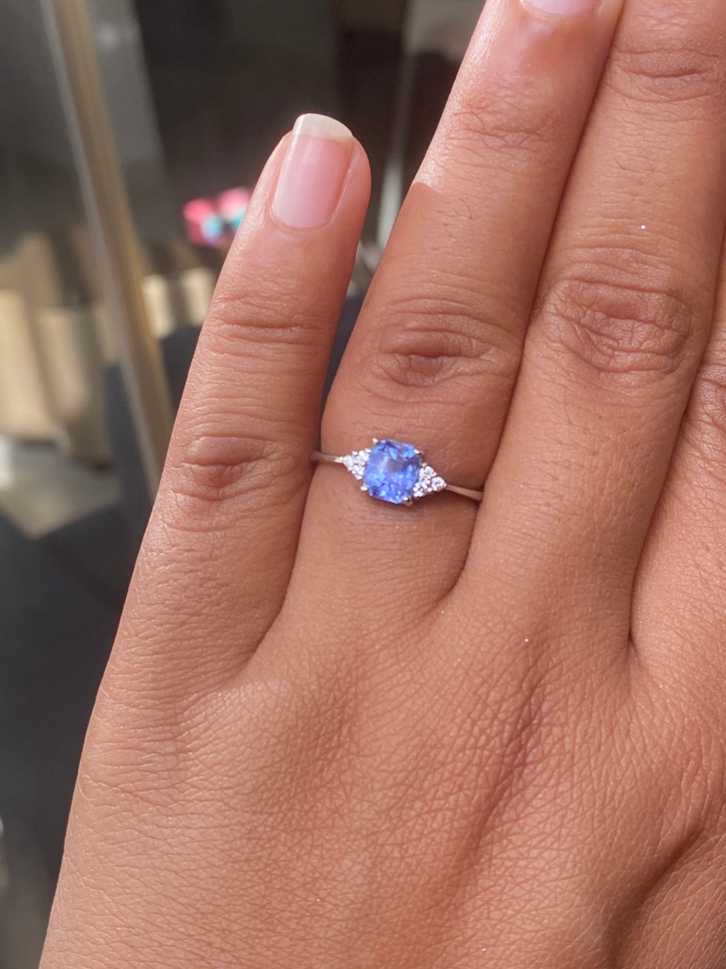 Ceylon Blue Sapphire Engagement Ring /  Cornflower Blue Sapphire Ring