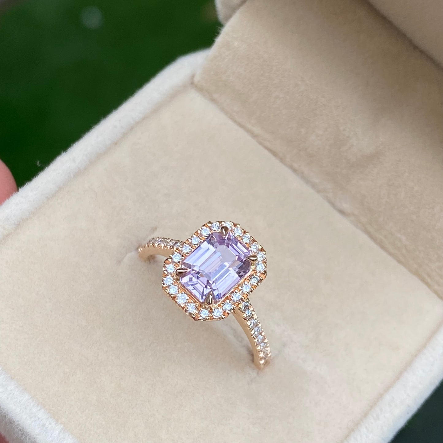 Peach Champagne Sapphire Engagement ring